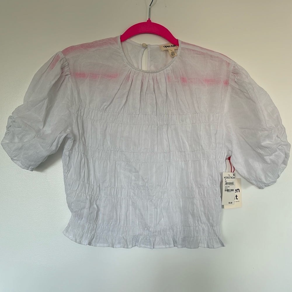 White Open Edit puff sleeve blouse